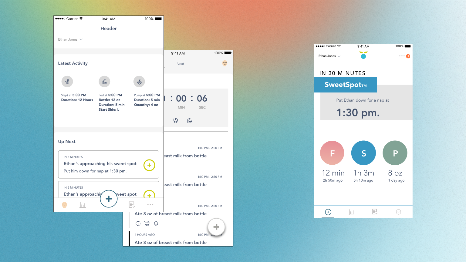 Home screen, Round 1: nav-vs-button debate with 'icon vs. color, use color to declutter' annotations